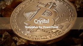  Presentation with bitcoin - Slide deck featuring close up golden bitcoin token background and a coral colored foreground