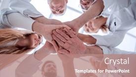  Presentation with different - Cool new PPT theme with close-up-group-of-different backdrop and a coral colored foreground