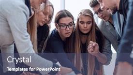  Presentation with passion - Colorful presentation enhanced with close-up-group-of-employees backdrop and a ocean colored foreground