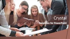  Presentation with passion - PPT theme having close-up-group-of-employees background and a tawny brown colored foreground