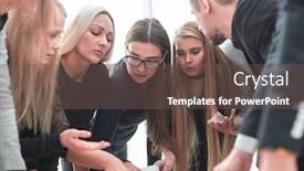  Presentation with passion - Presentation design featuring close-up-group-of-employees background and a tawny brown colored foreground