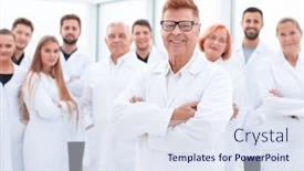  Presentation with medical - Presentation design having close-up-group-of-medical background and a sky blue colored foreground