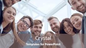  Presentation with camera - Colorful PPT theme enhanced with close-up-group-of-smiling backdrop and a gray colored foreground