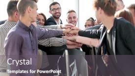  Presentation with young business people - Presentation design with close-up-group-of-young background and a dark gray colored foreground