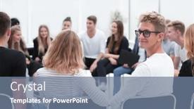  Presentation with group - Audience pleasing PPT theme consisting of close-up-group-of-young backdrop and a seafoam green colored foreground