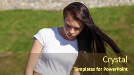  Presentation with close up of young girls - Theme enhanced with close-up-hair-style-young background and a tawny brown colored foreground