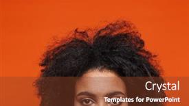  Presentation with head - PPT layouts with close-up-half-head-portrait background and a tawny brown colored foreground