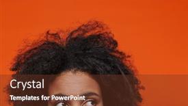  Presentation with head - Colorful slides enhanced with close-up-half-head-portrait backdrop and a tawny brown colored foreground