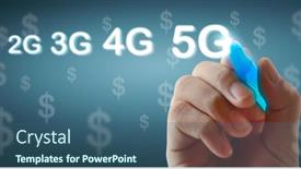  Presentation with network - Theme enhanced with close-up-hand-drawing-5g background and a ocean colored foreground