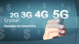  Presentation with network - PPT theme with close-up-hand-drawing-5g background and a teal colored foreground