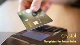  Presentation with nfc technology - Presentation enhanced with close-up-hand-of-woman background and a tawny brown colored foreground