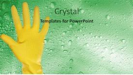  Presentation with water droplet drops on plant - Presentation theme enhanced with close-up-hand-wearing-yellow background and a seafoam green colored foreground