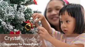  Presentation with family tree - Presentation theme having close-up-hand background and a coral colored foreground