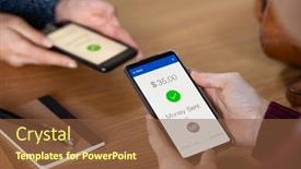  Presentation with displaying - PPT layouts with close-up-hands-holding-mobile background and a tawny brown colored foreground