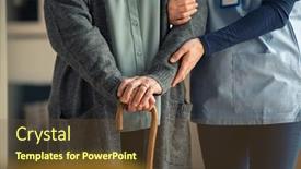  Presentation with helping hand - Slides having close-up-hands-of-caregiver background and a tawny brown colored foreground