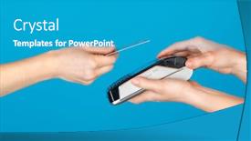  Presentation with contactless - Audience pleasing slide deck consisting of close-up-hands-of-cashier backdrop and a teal colored foreground