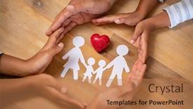  Presentation with paper cutting - Slide set enhanced with close-up-hands-of-father background and a coral colored foreground