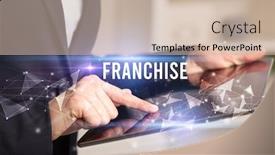  Presentation with franchise - Slide set consisting of close-up-hands-using-tablet background and a soft green colored foreground