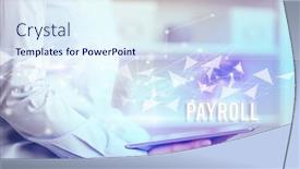  Presentation with payroll - Slides consisting of close-up-hands-using-tablet background and a sky blue colored foreground