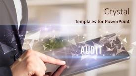  Presentation with tablet - Presentation theme enhanced with close-up-hands-using-tablet background and a soft green colored foreground