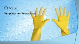  Presentation with water drops - Amazing presentation having close-up-hands-wearing-yellow backdrop and a light blue colored foreground