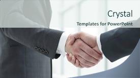  Presentation with partners - PPT layouts consisting of close up handshake business partners background and a sky blue colored foreground