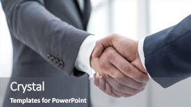  Presentation with handshake - Slide deck enhanced with close up handshake business partners background and a dark gray colored foreground