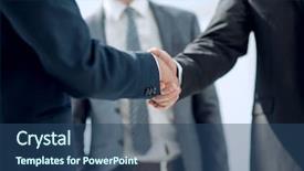  Presentation with animated business people - Slides enhanced with close up handshake business people background and a ocean colored foreground