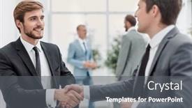  Presentation with handshake - Slide deck having close-up-handshake-of-business background and a gray colored foreground