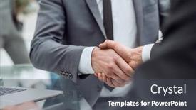  Presentation with handshake - Presentation theme with close-up-handshake-of-business background and a dark gray colored foreground