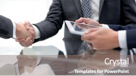  Presentation with handshake - Presentation theme with close up handshake of new background and a gray colored foreground