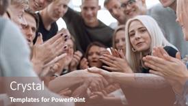  Presentation with handshake - Cool new PPT layouts with close-up-handshake-of-young backdrop and a violet colored foreground