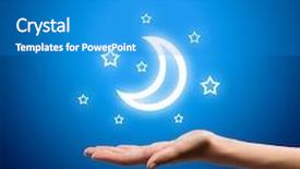  Presentation with moon - Amazing presentation theme having if human hands holding moon backdrop and a teal colored foreground