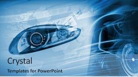  Presentation with car - Slide deck with close up image of car background and a light blue colored foreground