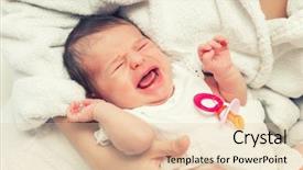  Presentation with baby crying - Colorful PPT theme enhanced with close up image of crying backdrop and a lemonade colored foreground