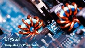  Presentation with electronic - Audience pleasing PPT theme consisting of close up image of electronic backdrop and a ocean colored foreground