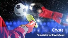  Presentation with foot mouth disease - Colorful slide deck enhanced with close up image of footballer backdrop and a cobalt blue colored foreground