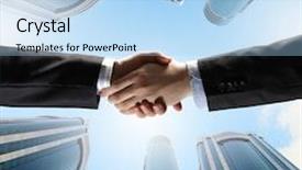  Presentation with hand shake - Amazing presentation theme having girl climbs the mountain through the dense green forest backdrop and a gray colored foreground