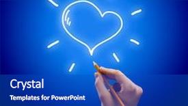  Presentation with human heart - Slide deck with close up image of human hand drawing heart background and a cobalt blue colored foreground