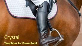  Presentation with horse riding - Cool new slide set with close-up-image-of-jockey backdrop and a tawny brown colored foreground