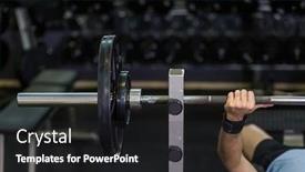  Presentation with press - Audience pleasing presentation consisting of close up image of man doing bench press at the gym backdrop and a dark gray colored foreground