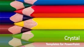  Presentation with multicolor - Audience pleasing theme consisting of close-up image of multicolor pencils background backdrop and a shamrock green colored foreground