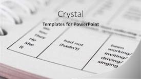  Presentation with dictionary - PPT theme having close-up-image-of-part background and a light gray colored foreground