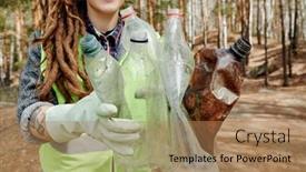  Presentation with volunteer - Presentation enhanced with close-up-image-of-smiling background and a coral colored foreground