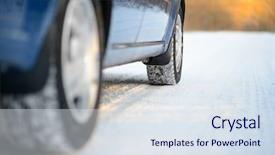  Presentation with tire - Beautiful slides featuring close-up image of winter backdrop and a sky blue colored foreground