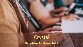  Presentation with internet surfing - PPT layouts featuring close-up-image-of-woman background and a tawny brown colored foreground