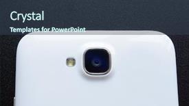  Presentation with camera - Cool new slides with camera of white smart phone backdrop and a tawny brown colored foreground