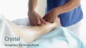  Presentation with spotrs massage therapy - Slides consisting of close up in light room background and a sky blue colored foreground