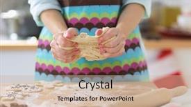  Presentation with baker kneading dough homemade bread - Audience pleasing presentation theme consisting of close-up in the kithen backdrop and a  colored foreground