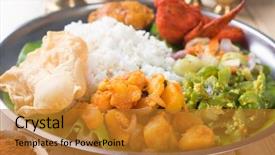  Presentation with dining table - Colorful PPT theme enhanced with close up indian mixed rice backdrop and a gold colored foreground